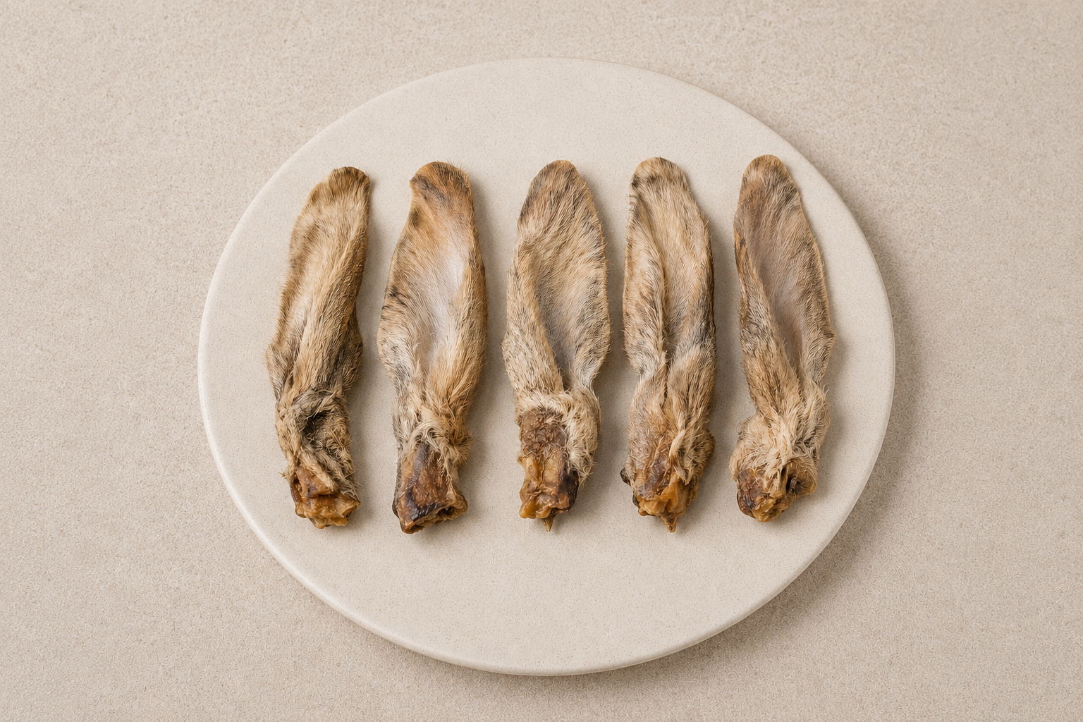 Naturally Dried Rabbit Ear (with Fur) Naturally Dried Rabbit Ear (with Fur)