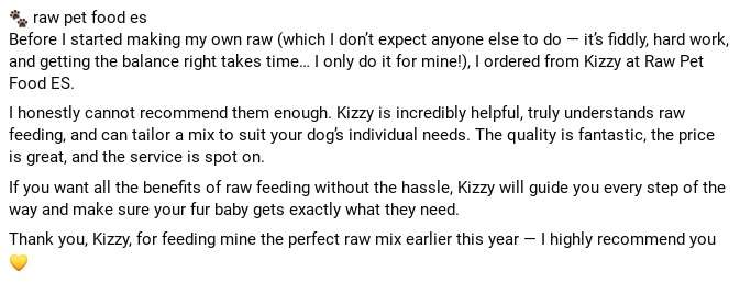 Customer review — cannot recommend enough, Kizzy tailors a mix to suit your dog